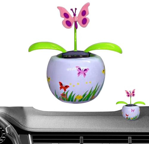 Decorazione floreale per auto, giocattolo a forma di fiore , graziosa decorazione a testa di fiore in vasi colorati, alimentati a energia solare | decorazione di fiori, teste oscillanti solari