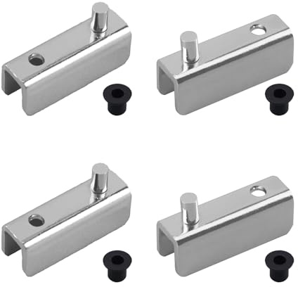 UFURMATE Glass Door Hinge, 4Pcs Frameless Glass Door Pivot Hinges Adjustable Cabinet Pivot Hinge Clip Replacement Kit, Fit 3-6mm Free-Swinging Glass (Chrome Color)