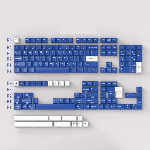 163 Tasten Classic BlauTastenkappen Cherry Profile Doubleshot Keycaps Set Fit für ISO ANSI 95% 75% 65% 60% Mechanische Tastatur Cherry Mx Gateron Switches