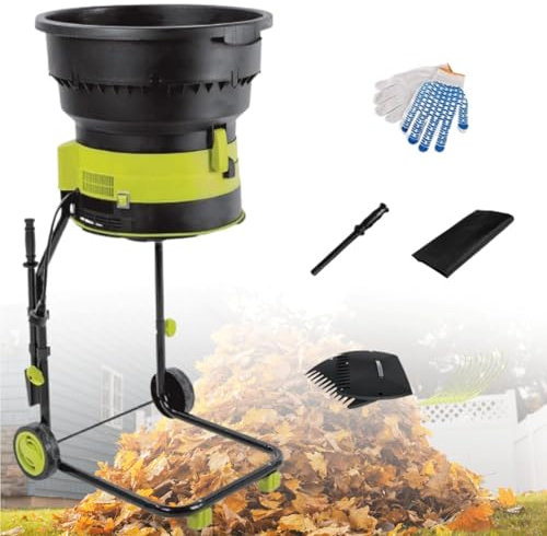 Trituradora de hojas para jardín, trituradora de abono, trituradora eléctrica, rastrillo para hojas, trituradoras de 2500 W, 8000 rpm, trituradoras y astilladoras con ruedas de transporte,30M