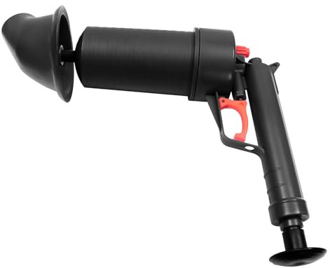 Pulitore per tubi ad aria compressa, 4 bar, pompa di scarico per scarico a pavimento, lavandino, vasca da bagno, blu scuro (nero)