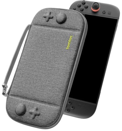 tomtoc Pochette Nintendo Switch 2, Étui Rigide Slim, Protection Militaire | Avec 12 Cartouches de Jeu, Brevet Original, Intérieur Doux, Housse de Transport pour Console, Voyage et Quotidien