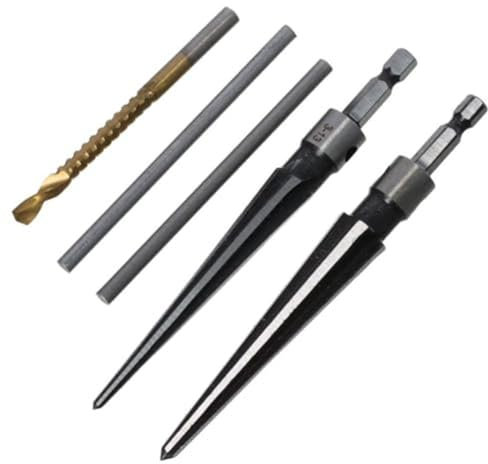 Suoumwa 1 Satz Langlebiger, Praktischer Silberner Bohrer, 5-16 mm, Handreibahle, 3-13 mm, Konische Reibahlen, Konisches Reibahlen-Set