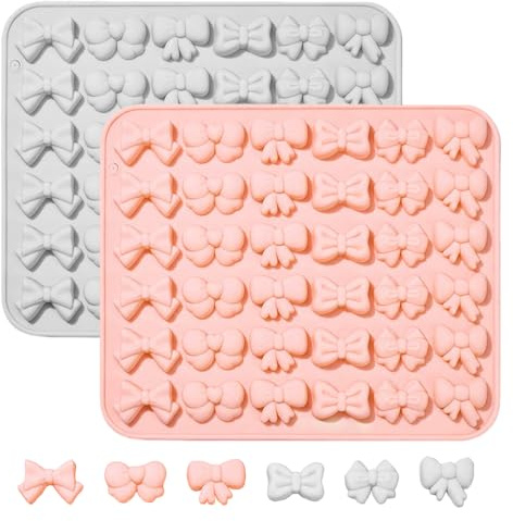2 Stück Schleifen Schokoladenform Mini Schokoladen Form Bowknot Fondant Formen Silikon BPA Free Silikonform Fondant für Cupcake Topper DIY Bastelprojekte Geburtstagskuchen