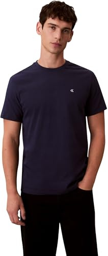 Calvin Klein Uomo T-Shirt Maniche Corte Classic Monogram Tee con Scollo Rotondo, Turchese (Maritime Blue), M