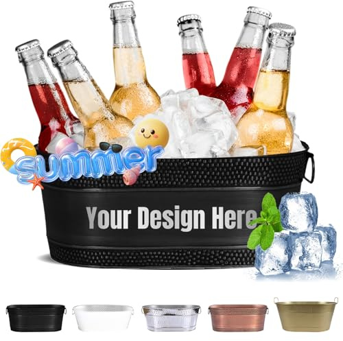 Personalised Ice Bucket,Custom Party Rapid Cool Bucket With Text For Outdoor Bar Garden Party,Bar Accessories Camping Cooler Beer Keg (Black)