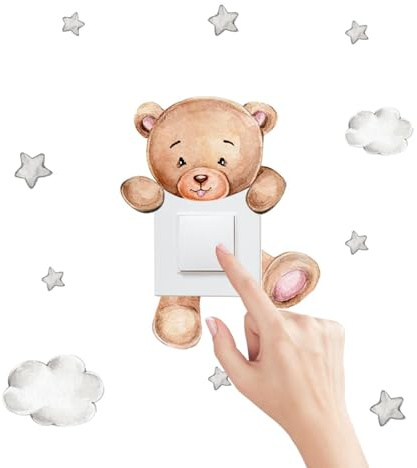Pegatinas De Interruptor De Pared - Linda Pegatina De Dibujos Animados | Adhesivo Linda Calcomanía De Oso De Dibujos Animados - Calcomanías De Decoración Del Hogar, Pegatinas De Pared Para S