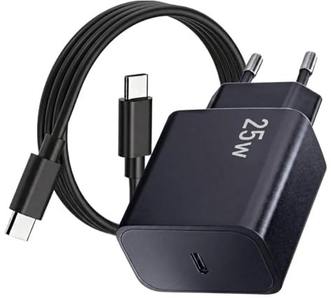 Chargeur USB-C 25W avec câble, Charge Rapide PD QC | Compatible iPhone 17 16 15 14 13, Galaxy S26 S25 A56 A36, Pixel 10 9, Xiaomi, Doro A20