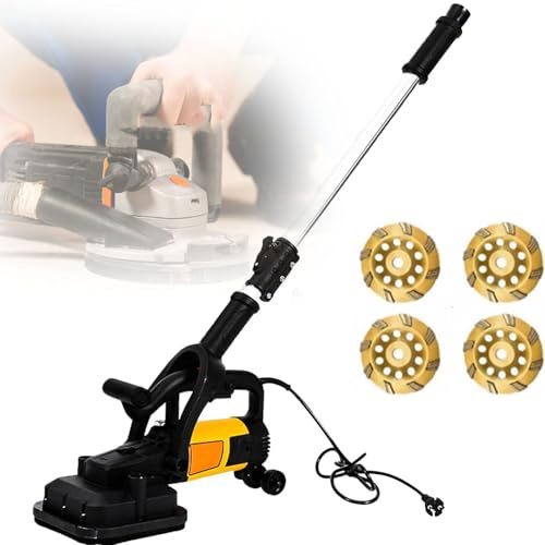 Angle Grinder, Concrete Floor Grinding Machine with Extension Rod, 6 Speed Adjustment for Stone and Concrete Surfacing