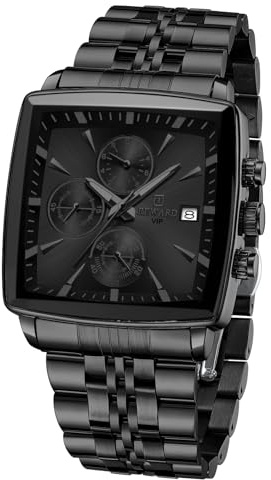 FORSINING Montre pour Homme, idéale pour Les Affaires, analogique, à Quartz, étanche, chronographe Multifonction en Acier Inoxydable Bleu
