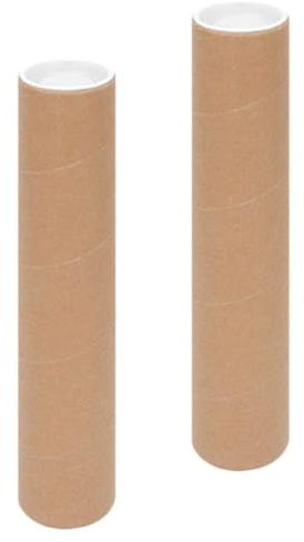 SUPVOX Tubo de Envío de Cartón Resistente para Pósteres y Documentos 2 Pulgadas de Diámetro X 15 Pulgadas de Largo Tapas Herméticas para Transporte Seguro Pack de 2 Unidades Adecuado