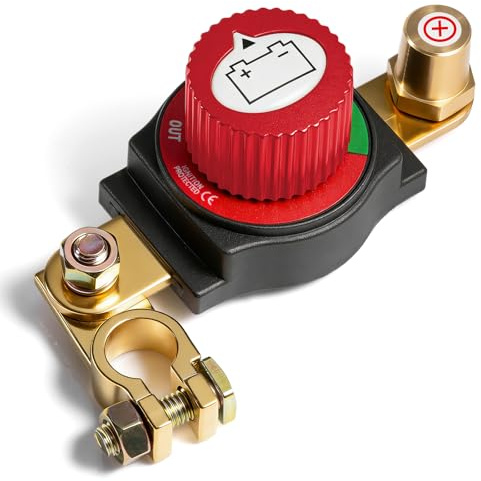 Mtchavno Batterie Trennschalter 12V-48V, Einstellbarer 180° Batterieschalter, ON-OFF Batteriehauptschalter, Autobatterieschalter für Auto Motorrad Boat Jacht Caravan, Suitable for Positive Terminal