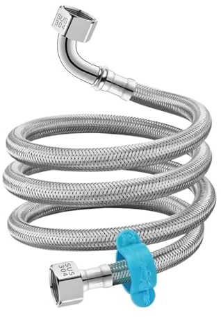 90° Bend Pipe Toilet Inlet 304 Stainless Steel Woven Tube Metal Right Angle Cold Hot Water(200cm)