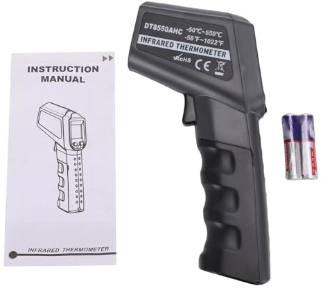 Aramox Infrarot-Thermometer, Digitale Temperaturpistole, Berührungsloser Lebensmittel- und Ofentemperaturtester mit Einstellbarem Emissionsgrad, Zum Kochen und für HVAC-Anwendungen (DT8550AHC