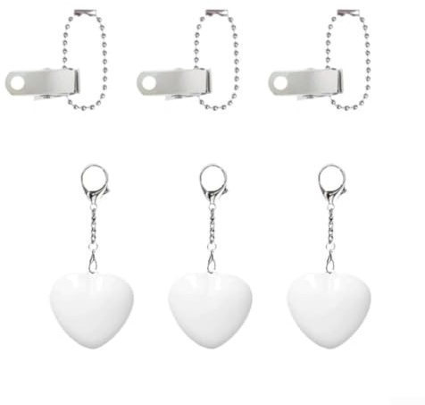 Lámpara táctil en forma de corazón, paquete de 3 unidades, llavero portátil, clip en bolsa, bolso, luz nocturna para viajes, niños, ABS blanco
