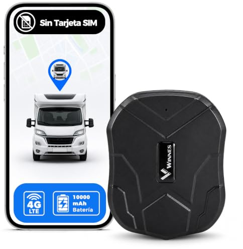 WINNES Localizador GPS para Coche 4G con Seguimiento en Tiempo Real | Batería de 10000 mAh, Imán Potente, Historial de Rutas, Alertas de Vibración y Movimiento, Geocercas, Sin Tarjeta SIM