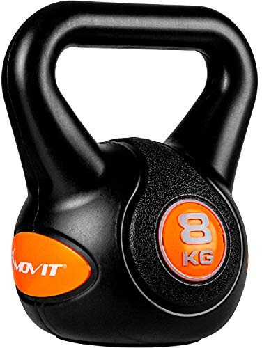 MOVIT Kettlebell STYLISH BLACK, Kugelhantel mit bodenschonender Kunststoffhülle, 2 kg bis 20 kg, schadstoffgeprüft