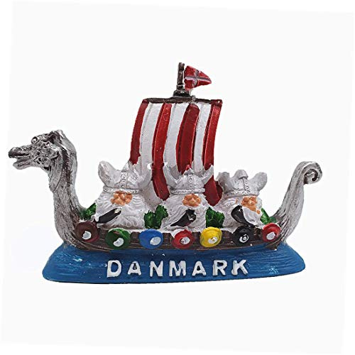 MUYU Magnet 3D Piratenschiff Dänemark Souvenir Kühlschrankmagnet, Nautisch/Piraten-Style, 1 Stück, Schwarz, Harz