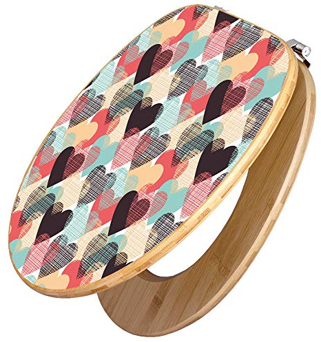 banjado Design WC Sitz Bambus 45x37,5cm / Toilettendeckel Holz/hochwertiger Toilettensitz/Bambus-Toilettendeckel für alle gängigen Toiletten - Unter Herzen