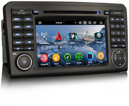Erisin Android 14 Autoradio DVD für Mercedes Benz Klasse M/ML/GL W164 X164 Unterstützt DAB+ Navi Carplay Bluetooth WiFi A2DP RDS FM/AM Radio DSP Canbus Navigation 4GB RAM+64GB ROM