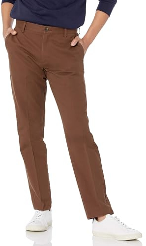 Amazon Essentials herr Slim-Fit rynkbeständig platt framsida chinos byxa