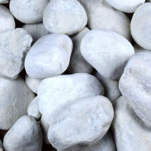 Kieselsteine Garten Zierkies Weiß 60-100 mm 25 kg Aquarium Kies Carrara Marmorkies Dekostein Weiße Kieselsteine Zierstein Marmor Kies Weiß Gabionen Steine
