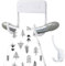 EGGMARCH Ironing Board Hanger Wall Mounted Ironing Board Hook Metal Ironing Board Holder Strong Ironing Board Storage Wall Bracket for Small and Large Ironing Board Organize with a Coat Hook (White)