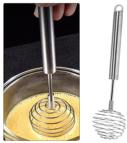 Jiakalamo Frusta a molla a spirale, in acciaio inox, frullatore manuale per uova (dimensioni: 24 x 6 cm)