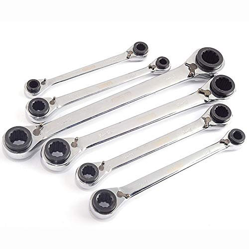 1Stück 4 in 1 16 * 17-18 * 19mm Reversibler Ringratschenschlüssel, Doppelköpfiger Zwei-Wege-Ratschenschlüssel für die Reparatur von Autofahrrädern