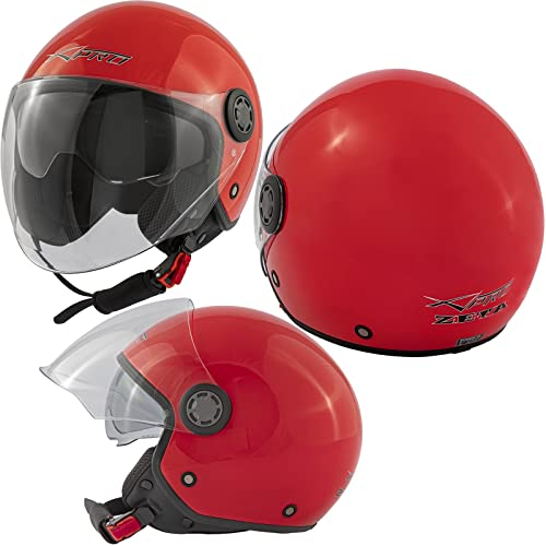 Scooter Casco Jet Moto Holomogado ECE 22 06 Visera Larga Parasol Rojo S