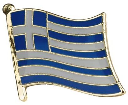 Greece National Flag Metal Enamel Lapel Pin Badge – 1.9 x 1.6 cm Blue and White Cross and Stripes – Hard Enamel Finish with Secure Clasp for National Pride, Travel, Events