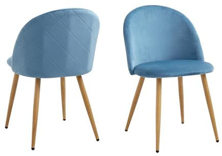 HJhomeheart 2/4/6 Stuhl mit Samt-Esszimmerstuhl-Set für Wohnzimmer, Schlafzimmer, Küche (Blau-2)