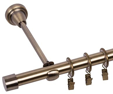 RENA Gardinenstange Vorhangstange - 19 mm - aus Metall - Lautlose Rollen - Komplettset - Antik Gold 180cm |Luna