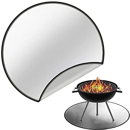 VISEKA Feuerstellenmatte Unter Grillmatte für Unter der Feuerstelle, Rund Grillmatte für Outdoor Grill Deck Protector, Feuerfeste BBQ-Grillmatte Ölbeständig Wasserdicht