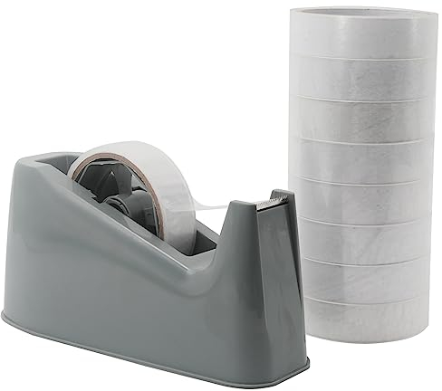 QILIMA Hochleistungs-Klebebandspender 500 mit 8 Rollen Klebeband, Grau
