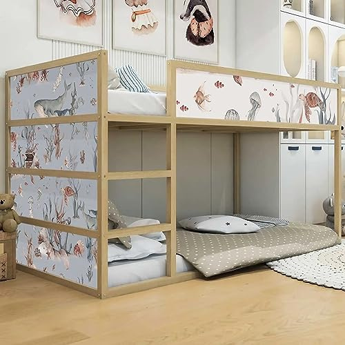 WANDKIND Aufkleber für IKEA KURA Kinderbett Hochbett Klebefolie Möbelfolie Sticker Kinderzimmer Unterwasserwelt (Möbel nicht inklusive) IKB513 (5 Sticker Set)