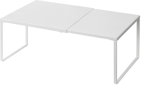 Nxconsu Cabinet Shelf Expandable Organizer Riser Rack for Kitchen Pantry Cupboard Under Sink Countertop Home Organization Extra Storage Space Saver Heavy Duty Metal Edgeless Design White Large