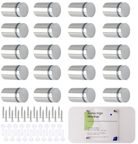 20 Stück Abstandshalter Wand 19x25mm Abstandshalter Edelstahl | Schilder Abstandsschrauben, Schilderhalter Werbeschraube, Wandabstandshalter für Schilderbefestigung Spiegel Poster