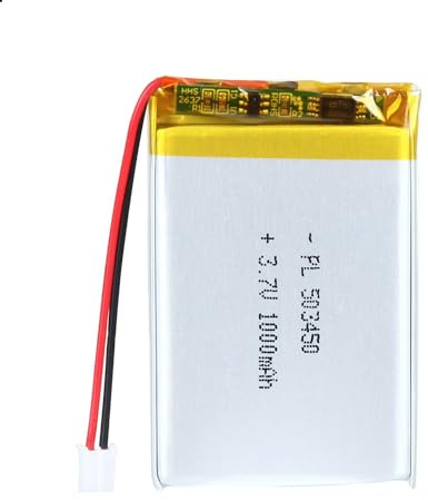Uxney Batería de 3,7 V 1000 mAh 503450 de polímero de litio de iones de litio con conector de 2 PH con 2 mm de tamaño de cuadrícula