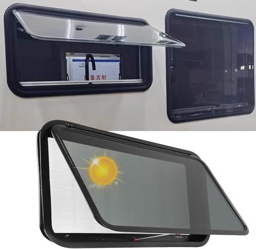 CHHMAELOVE RV-Zubehör Schiebefenster, runde Ecke, doppelschichtiger UV-Schutz mit Vorhang, für Wohnwagen, Wohnmobil, Anhänger, Wohnmobil, Zug- und Schiebefenster,900x450mm