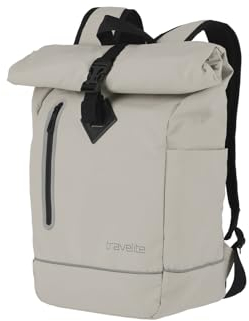Travelite Rolltop Rucksack wasserfest, Fahrradrucksack, Freizeitrucksack mit Rolltop Verschluss & Reflektoren, BASICS, 48 cm, 19 Liter