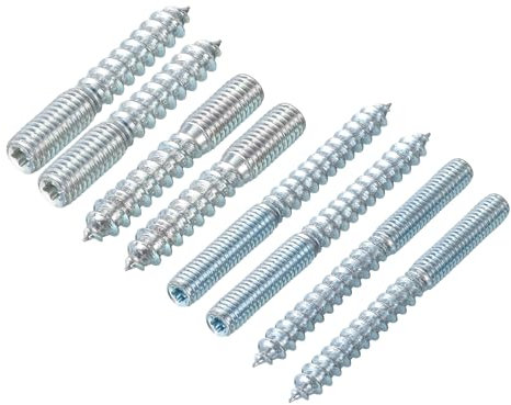 uxcell M6/M8 Hanger Bolts Length 60mm/50mm Double Headed Bolts Self-Tapping Screw 6mm/8mm Wood Joint Furniture Legs 8Pcs Each