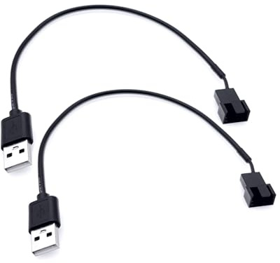 JZK 2 Teiliges USB-zu-3-Pin/4-Pin-PWM 5V-USB-Lüfter-Netzteilkabel mit Hülle USB-zu-3-Pin/4-Pin-Gehäuselüfter-Anschlusskabel