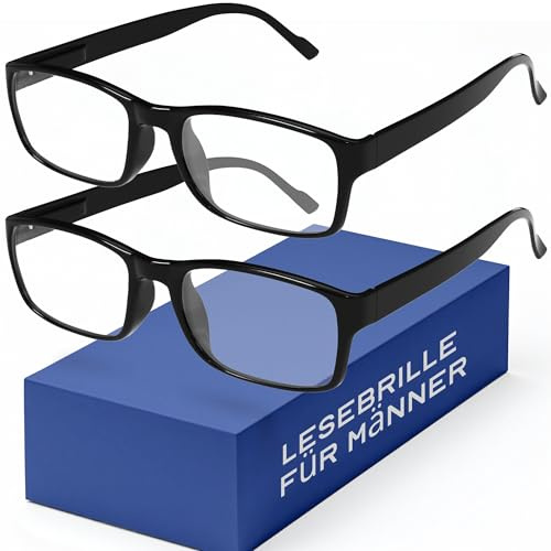 Gaoye 2er-Pack Lesebrillen +0.5 – Blaulichtfilter, UV-Schutz – Lesebrillen mit rechteckigen Fassungen