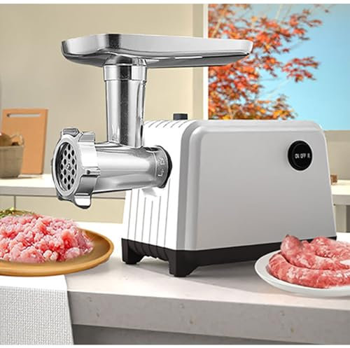 OZMDXKJ Piccolo Tritacarne Verdure Tritate, Insaccatrice Multifunzione Salsicce Tritacarne Elettrico Alimenti Robot Cucina Acciaio Inossidabile per Carne/Pesce/Verdure/Cibo Bambini,Silver