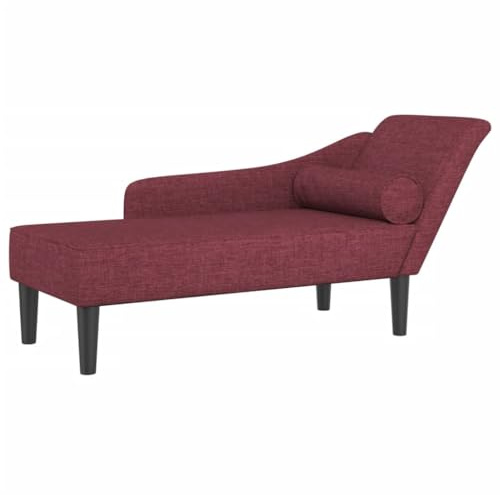 vidaXL Chaiselongue, Indoor Lounge Sofa mit Kissen, Gepolsterte Recamiere für Wohnzimmer Schlafzimmer Büro, Relaxliege Couch, Weinrot Stoff