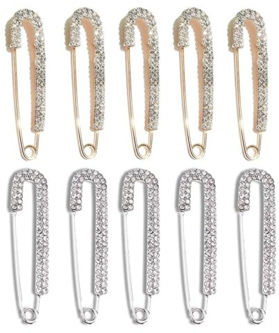 Perle Brosche Sicherheitsnadel Brosche Pins Und Kristall Shawl Clips Faux Kristall und Perle Clips Pullover Schal Mantel Schmucknadel,10 Stück,für Damen Mädchen Kleidung Dekoration Zubehör Schmuck