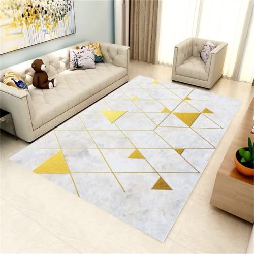 Kunsen bettvorleger Schlafzimmer rutschfestteppich deko Kamin gemütlichgrauer gelber Teppich Art Line Dekoration Wohnzimmerteppich waschbarteppich waschbar100X200CM