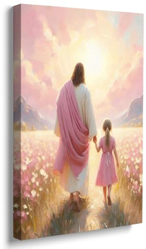 Reateforin Christliches Gemälde, Motiv: Jesus mit Mädchen, Bilder für Schlafzimmer, Wohnzimmer, Jesus, Poster, LDS Mormonenkunst, katholischer christlicher Druck, Wandkunst, Dekoration für Zuhause