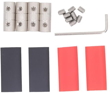 4 Gauge Wire Connectors Kit Brass for Car Audio Splice Battery Cable Butt Connector with Hex Wrench Screws with Wall Shrink Tubing